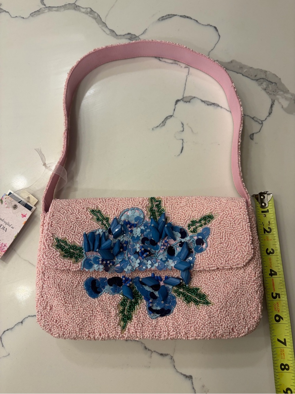 NWT: *Viral* Pink Hydrangea Beaded Bag 🌸From India to You🌸 - Picture 7 of 9